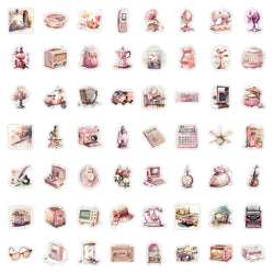 10/30/60PCS Cute Vintage Pink Stickers Graffiti Cartoon Decals DIY Waterproof Motorcycle Notebook Laptop Phone Bike Car Kids Toy (ONLINE ORDER ONLY)