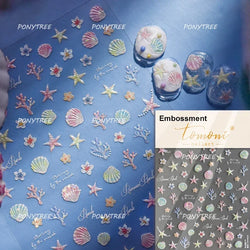 Shiny Colourful Marine Shell Starfish Ocean Elements Star Water Bubbles Star Conch Underwater Nail Art Stickers Manicure Decals (ONLINE ORDER ONLY)