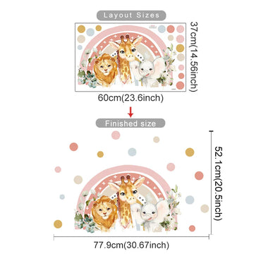 Boho African Animal Giraffe Elephant Watercolor Wall Stickers Nursery Decor (ONLINE ORDER ONLY)