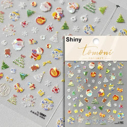 Dressy Embossment Colorful Gradient Snowflakes Laser Silver Christmas Tree Winter Bowknot Santa Nail Art Stickers Manicure Decal (Online Order Only)
