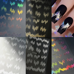 6pcs/Set High Gloss Reflective Nail Sticker Glitter Laser Silver Dark Flashy Effect Manicure 3D Nail Art Decoration Sticker Y2K* (ONLINE ORDER ONLY)