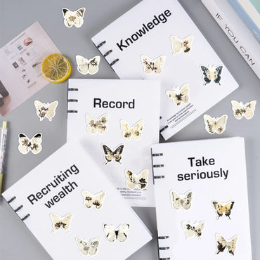 30Pcs Ink Butterfly Graffiti Stickers For Guitar Suitcase Phone Scrapbook DIY Vintage Sticker Craft Supplies (ONLINE ORDER ONLY)