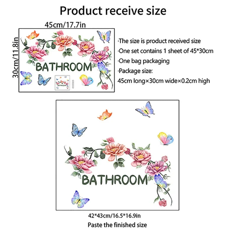 Bathroom Decal Removable Art Vinyl Mural Home Room Decor Wall Stickers DIY English wall sticker pinup picture Door stickers Home (Online Order Only)