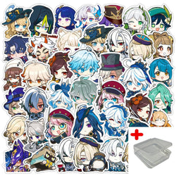 50pcs Genshin Impact Stickers for Helmet, Wall, DIY Decoration with Storage Box (Online Order Only)