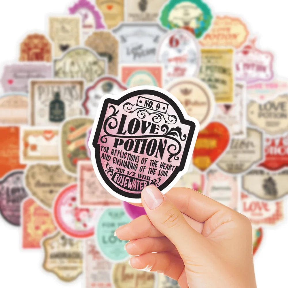 10/50Pcs Funny Vintage Halloween Valentine's Day Love Potion Label Sticker Packs (Online Order Only)