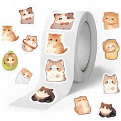 100-500pcs Cute Fat Cat Sticker Paper Reward Labels Thank You Sticker Gift Sealing Decoration Scrapbooking Stationery Supplies (ONLINE ORDER ONLY)