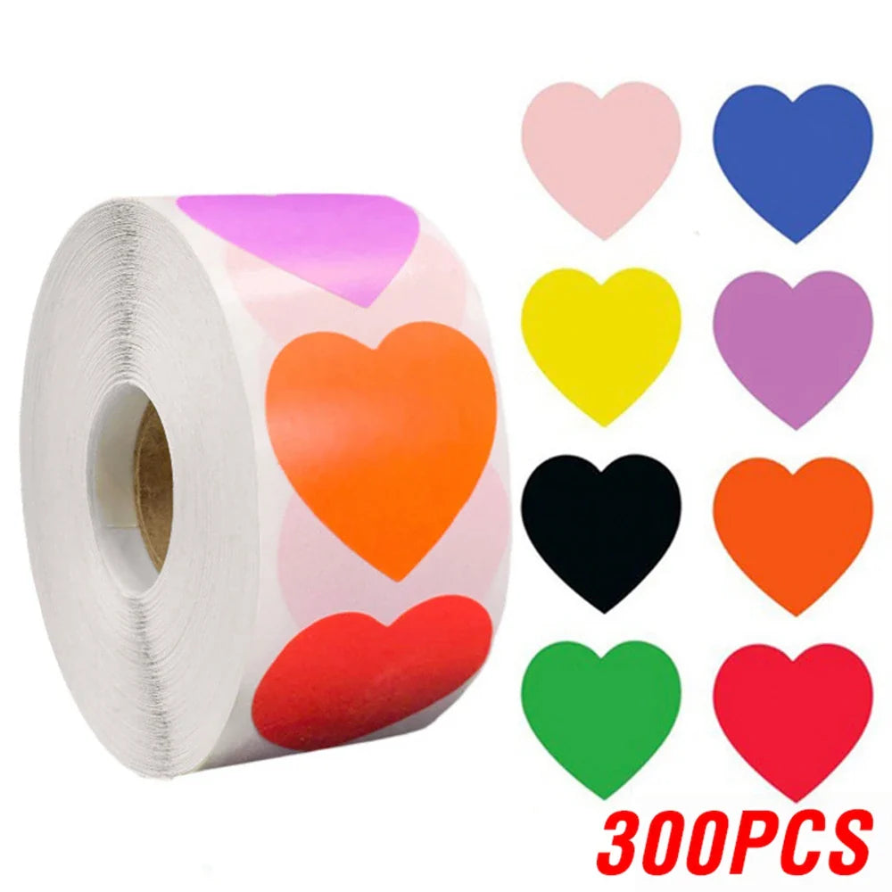 100-500pcs 1inch Red Heart Stickers for Valentine's Day New Baking Packaging Sticker Envelope Seals Love Decorative Stickers (ONLINE ORDER ONLY)