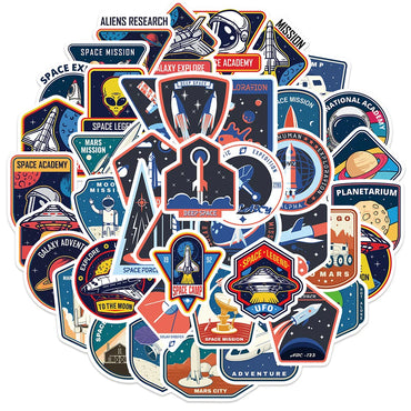 10/30/52PCS Outer Space Astronaut Cartoon Stickers Cute Airplane UFO Decals Kids Toy DIY Bike Phone Scrapbook Helmet Decoration (ONLINE ORDER ONLY)