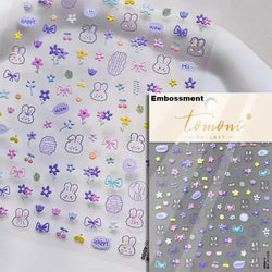 Dog Rabbit Line Bunny Footprint Bowknot Heart Cake Strawberry Flowers Bone Graffiti Adhesive Nail Art Stickers Manicure Decals (ONLINE ORDER ONLY)