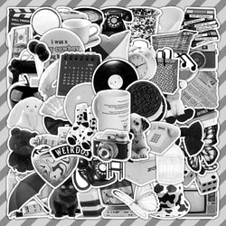 Black White Vintage Stickers Pack for Laptop, Notebook, Guitar, Water Bottle, Cartoon Decals (ONLINE ORDER ONLY)