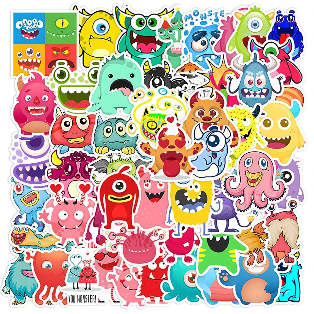 10/30/55PCS Cartoon Little Monster Graffiti Stickers For Kids DIY Notebooks Suitcase Laptop Stationery Car Waterproof Decals Toy (ONLINE ORDER ONLY)