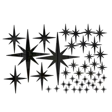 42 Pcs Acrylic Removable Mirror Wall Stickers With 3D Stars Suitable For Home Bedroom Living Room Children's Room Decoration (ONLINE ORDER ONLY)