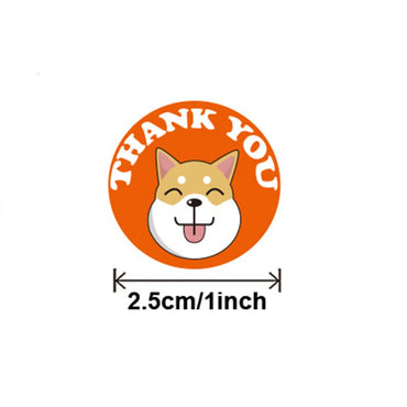 100-500pcs Round Cartoon Animals Thank You Stickers Cute Cats Teachers Reward Handmade Sealing Stickers Stickers (Online Order Only)