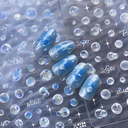 Summer Beach Dreamy Water Bubble Mermaid Shell Conch Starfish Jellyfish Soft Relief Decoration Nail Art Stickers Manicure Decals (ONLINE ORDER ONLY)