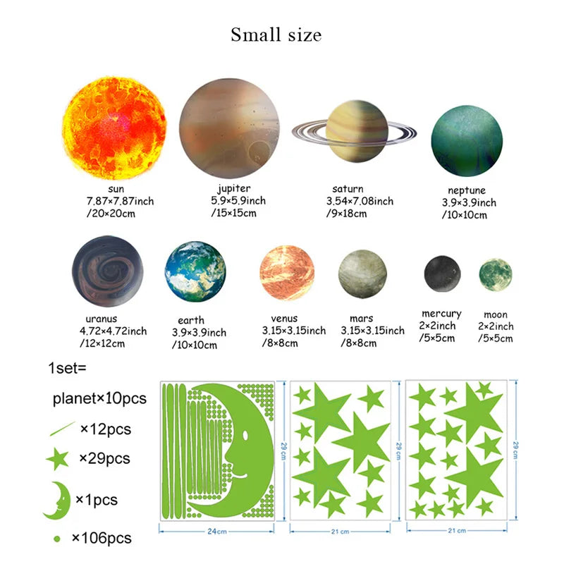 Glow in the Dark Luminous Stars Moon Wall Stickers for Kids Room Decor (Online Order Only)