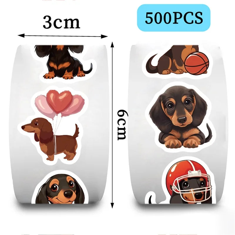 500PCS Cute Dachshund Dog Paper Labels Thank You Sticker Sealing DIY Decoration Scrapbooking Stationery Hand Accounting Supplies (Online Order Only)
