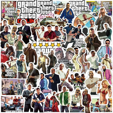 50PCS GTA Game Stickers Waterproof Laptop Skateboard Guitar Decor (Online Order Only)