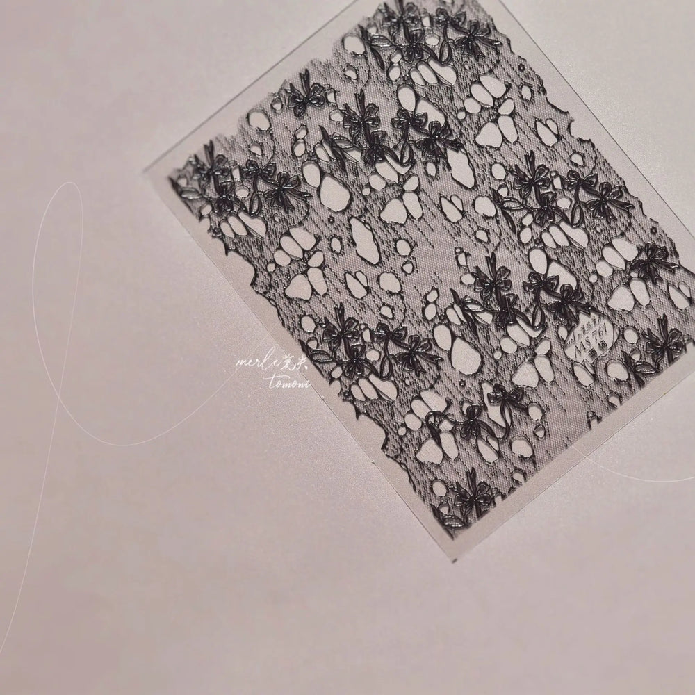 Lace Bowknot Hollow Out Fabric Art Fragmentation Sensation Petal Embossed Hottie Adhesive Nail Art Sticker Chic Manicure Decals (ONLINE ORDER ONLY)