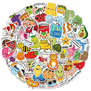 10/30/50PCS Educational Stickers for Kids Cartoon Animal Food Graffiti Sticker DIY Luggage Laptop Phone Bike Skateboard Kids Toy (Online Order Only)