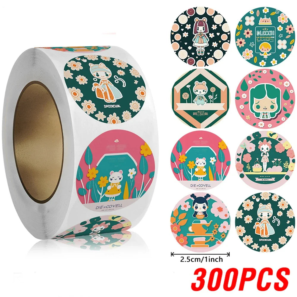 100-500pcs Cute Reward Sticker 1inch Cartoon Animal Stickers For Kids Gift Decor Envelope Sealing Labels Stationery Stickers (ONLINE ORDER ONLY)