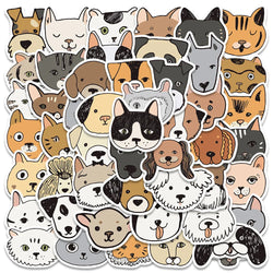 50pcs Cute Aesthetic Cartoon Cats and Dogs Animals Graffiti Stickers For Phone Laptop Fridge Cup Waterproof Decals Kids Toy (ONLINE ORDER ONLY)