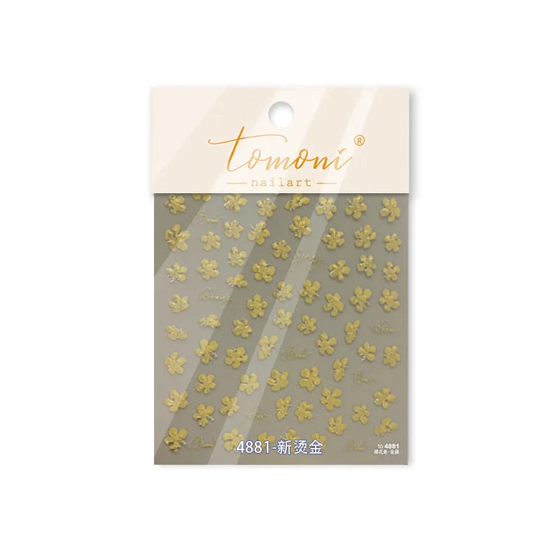 Cherry Blossom Dance Flower Gradient Petal Hot Stamping Laser Pink Adhesive Nail Art Stickers Special Process Manicure Decals (ONLINE ORDER ONLY)