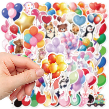 10/30/50PCS Cartoon Balloon Stickers Festive Atmosphere Ornament Decals DIY Laptop Phone Guitar Diary Scrapbook Bike Kids Toy (ONLINE ORDER ONLY)