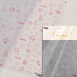 Dog Rabbit Line Bunny Footprint Bowknot Heart Cake Strawberry Flowers Bone Graffiti Adhesive Nail Art Stickers Manicure Decals (ONLINE ORDER ONLY)