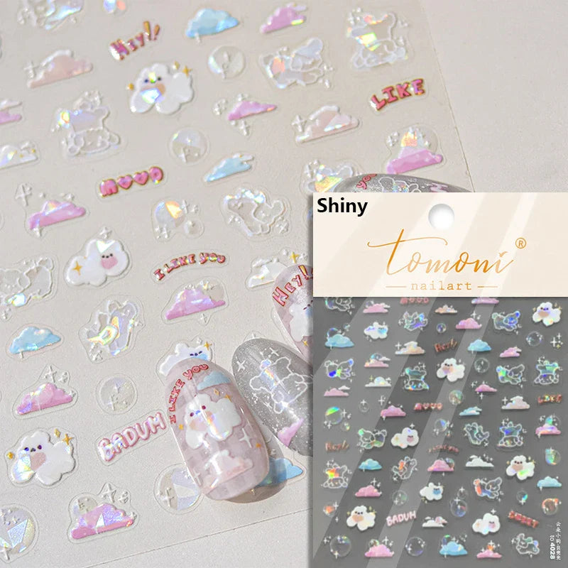 Summer Beach Ocean Shell Starfish Clams Conch Stars Sea Bubble Seasnail Soft Relief Decoration Nail Art Stickers Manicure Decals (ONLINE ORDER ONLY)