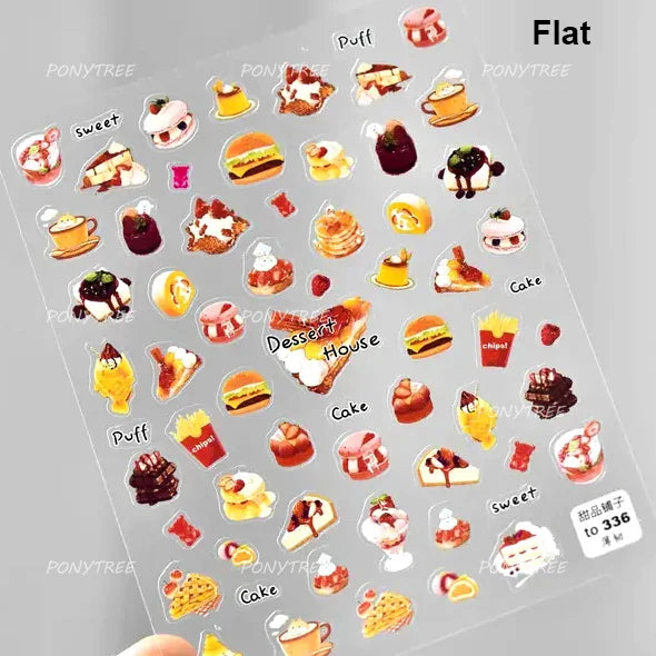 Cute Baking Cookies Bread Bread Cheese Pudding Chocolate Croissant Doughnut Adhesive Nail Art Decoration Sticker Manicure Decals (ONLINE ORDER ONLY)