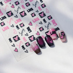 Graffiti Line Love Heart Cool Personal Hollow Out English Letter Y2k Self Adhesive Nail Art Decorations Sticker Manicure Decals (ONLINE ORDER ONLY)