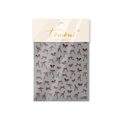 Chic Red Bowknot Silk Ribbon Pearl Elegant Line Self Adhesive Nail Art Stickers Dressy Rhinestone Manicure Decals Nail Supplies (Online Order Only)