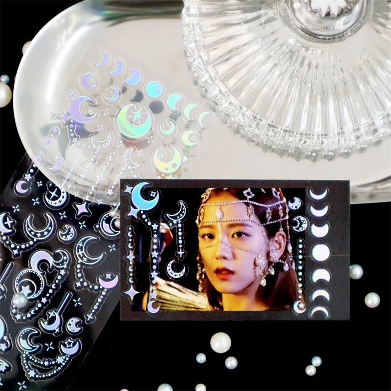 1pcs Hot Silver Laser Stereo Sticker Bright Stars Decorative Adhesive Sticker For Scrapbooking Diary Album Journal DIY Idol Card (Online Order Only)