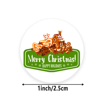 100-500pcs Merry Christmas Snowman Old Man Sticker Christmas Party Decor Sticker New Year Gift Box Sealed Baking Cake Tag (Online Order Only)