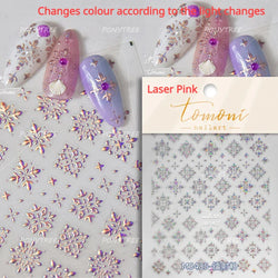 Chic Lavender Tulip Flower Bowknot Totem Center Symmetric Pattern Daisy Line Gird Self Adhesive Nail Art Stickers Manicure Decal (ONLINE ORDER ONLY)