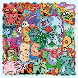 10/30/60PCS Cute Strange Animal Cartoon Stickers Kids Toys DIY Skateboard Luggage Phone Bike Laptop Fridge Guitar Decals Gift (ONLINE ORDER ONLY)