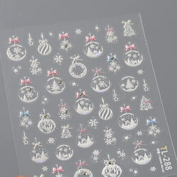 Crystal Ball Santa Claus Snowman Bowknot Red Christmas Tree Bell Socks Self Adhesive Nail Art Stickers Snowflake Manicure Decals (ONLINE ORDER ONLY)
