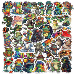10/30/50pcs Cool Funny Psychedelic Frog Stickers Waterproof Decals Kids Toy Skateboard Laptop Motorcycle Car Decoration Sticker (ONLINE ORDER ONLY)
