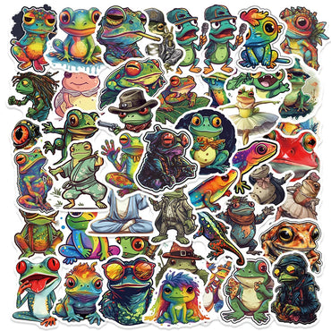 10/30/50pcs Cool Funny Psychedelic Frog Stickers Waterproof Decals Kids Toy Skateboard Laptop Motorcycle Car Decoration Sticker (ONLINE ORDER ONLY)