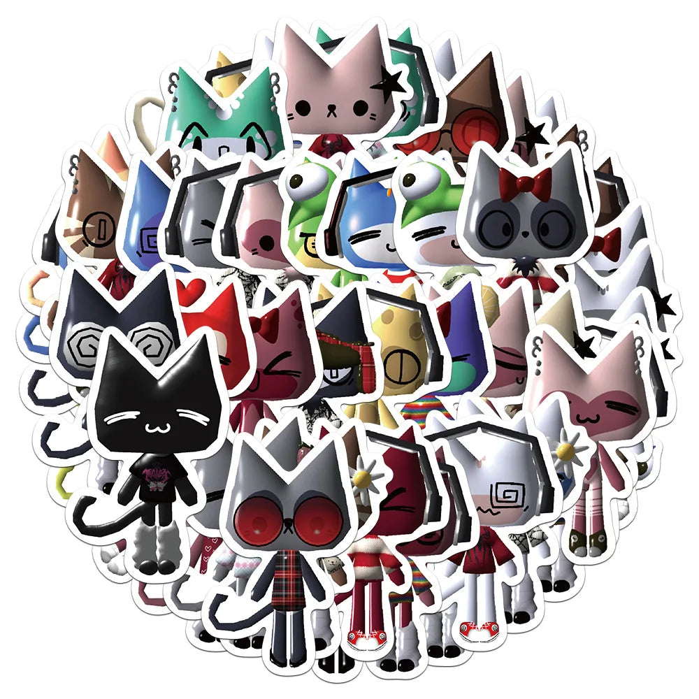 Cartoon Cat Stickers Vinyl Decals for Laptop Guitar Suitcase Skateboard Kids (ONLINE ORDER ONLY)