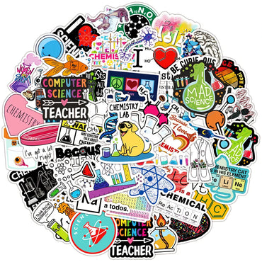 10/30/50pcs Cartoon Science Chemistry Biology Laboratory Waterproof Stickers Decals DIY Laptop Suitcase Diary Decoration Sticker (ONLINE ORDER ONLY)