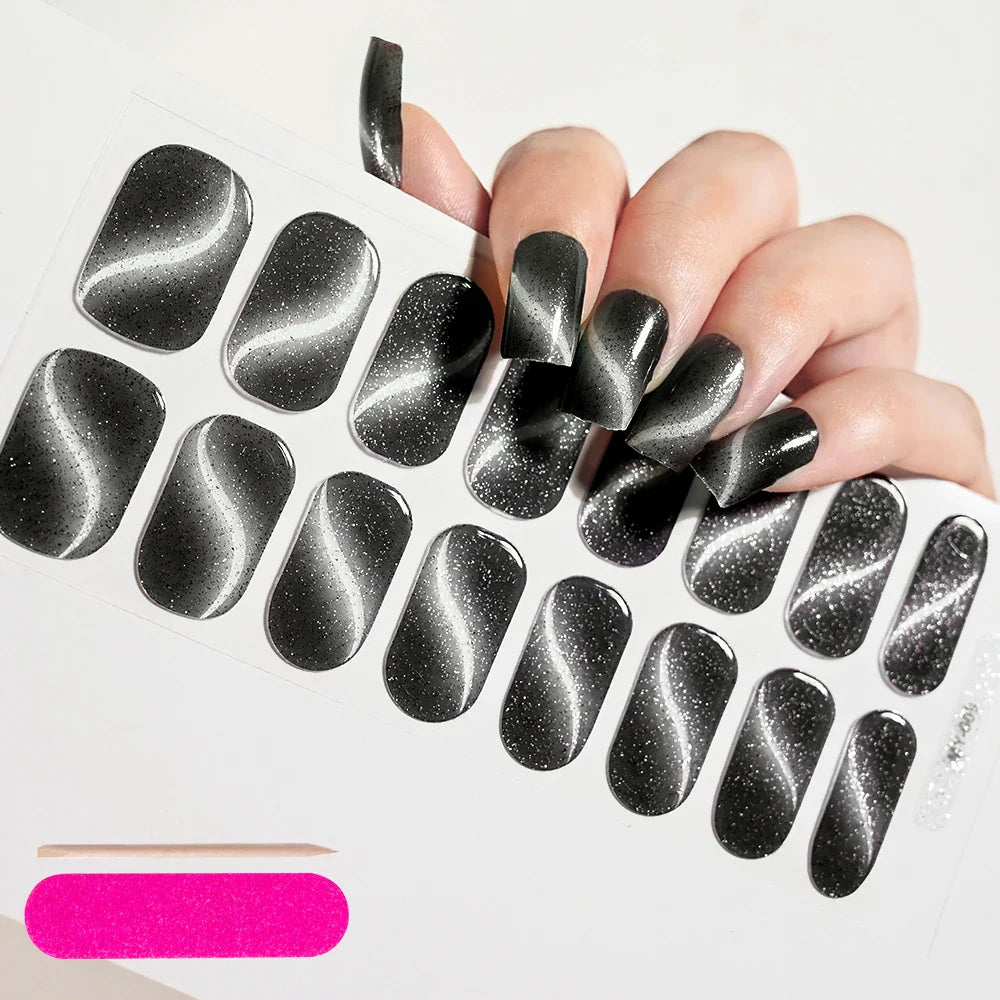 Nude Pink French Semi-Cured Gel Nail Patch Slider Adhesive Waterproof Long Lasting Full Cover Gel Nail Sticker UV Lamp Needed *^ (ONLINE ORDER ONLY)