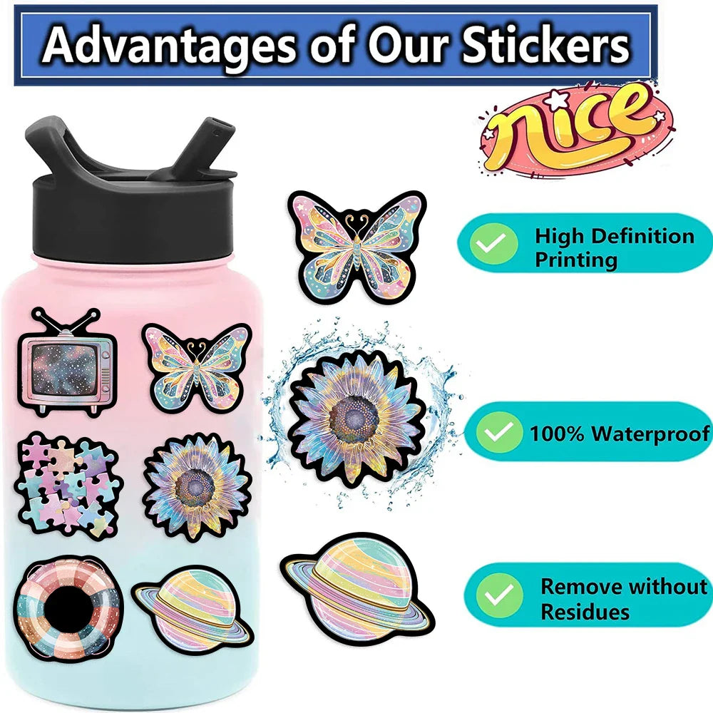 60PCS Colorful Shoes Shells Schoolbags Aesthetics Sticker Waterproof Cartoon Sticker For Desk Refrigerator Computer Phone (Online Order Only)