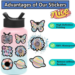 60PCS Colorful Shoes Shells Schoolbags Aesthetics Sticker Waterproof Cartoon Sticker For Desk Refrigerator Computer Phone (Online Order Only)