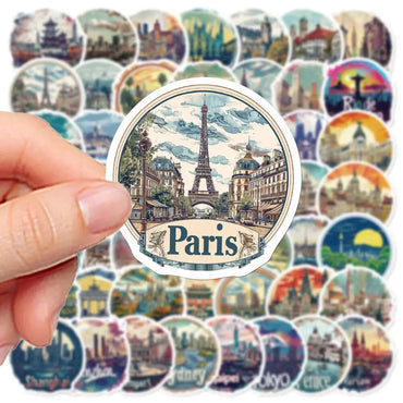 10/50PCS World Famous Travel City Landmark Buildings Stickers Beautiful Scenery Decals DIY Luggage Phone Waterproof Sticker (Online Order Only)