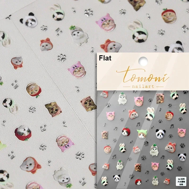 Cute Cat Eye Fishbone Animals Leopard Cat Ginger Cat Kitten Exclamation Point Paw Self Adhesive Nail Art Sticker Manicure Decals (ONLINE ORDER ONLY)