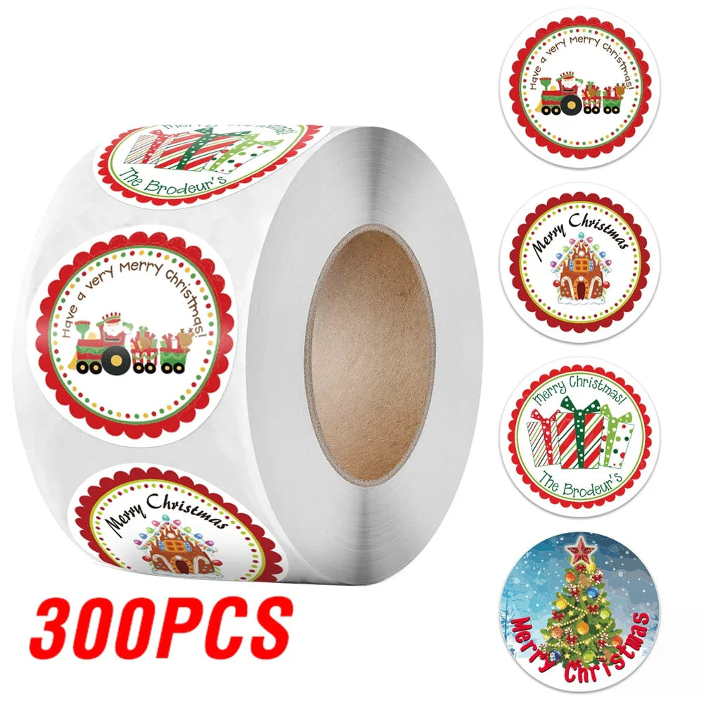 100-500Pcs New 1 Inch Christmas Theme Seal Labels Stickers For DIY Gift Baking Package Envelope Stationery Decoration (ONLINE ORDER ONLY)