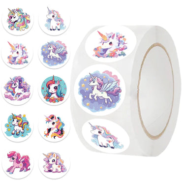 100-500pcs Cute Cartoon Unicorn Sticker Childrens Reward Gift Label Decoration Teacher Encouragement Student Stationery Sticker (Online Order Only)