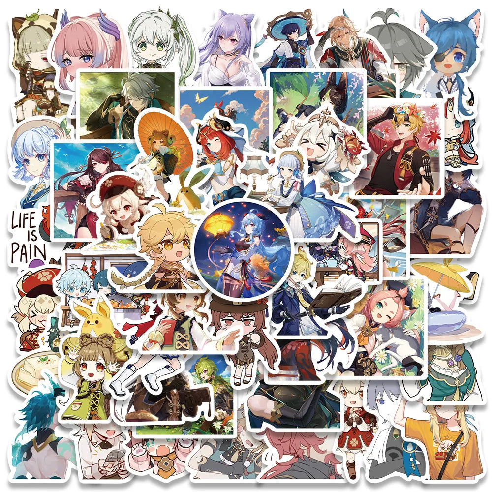 Genshin Impact Stickers 10/30/50PCS Waterproof Decals for Laptop, Phone, Guitar, Bike, Motorcycle (Online Order Only)