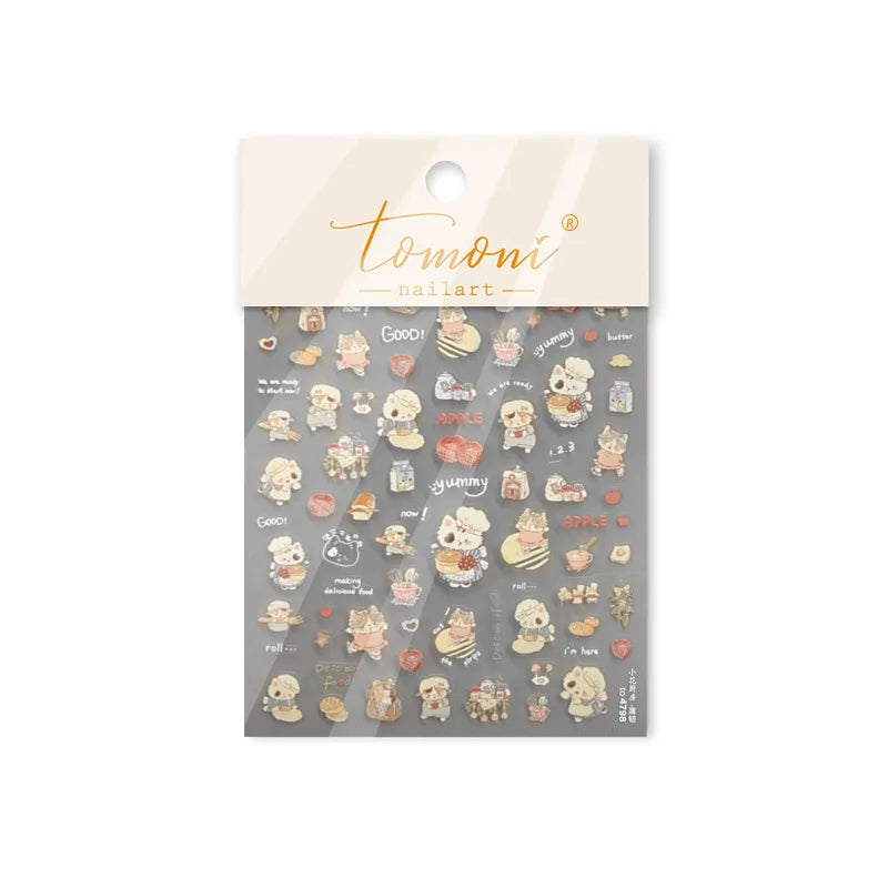 Sweater Glovesvacuum Cup Milk Fallen Leaves Kitten Adhesive Nail Art Stickers Warm Suitpinecone Kitchenware Cat Manicure Decals (ONLINE ORDER ONLY)